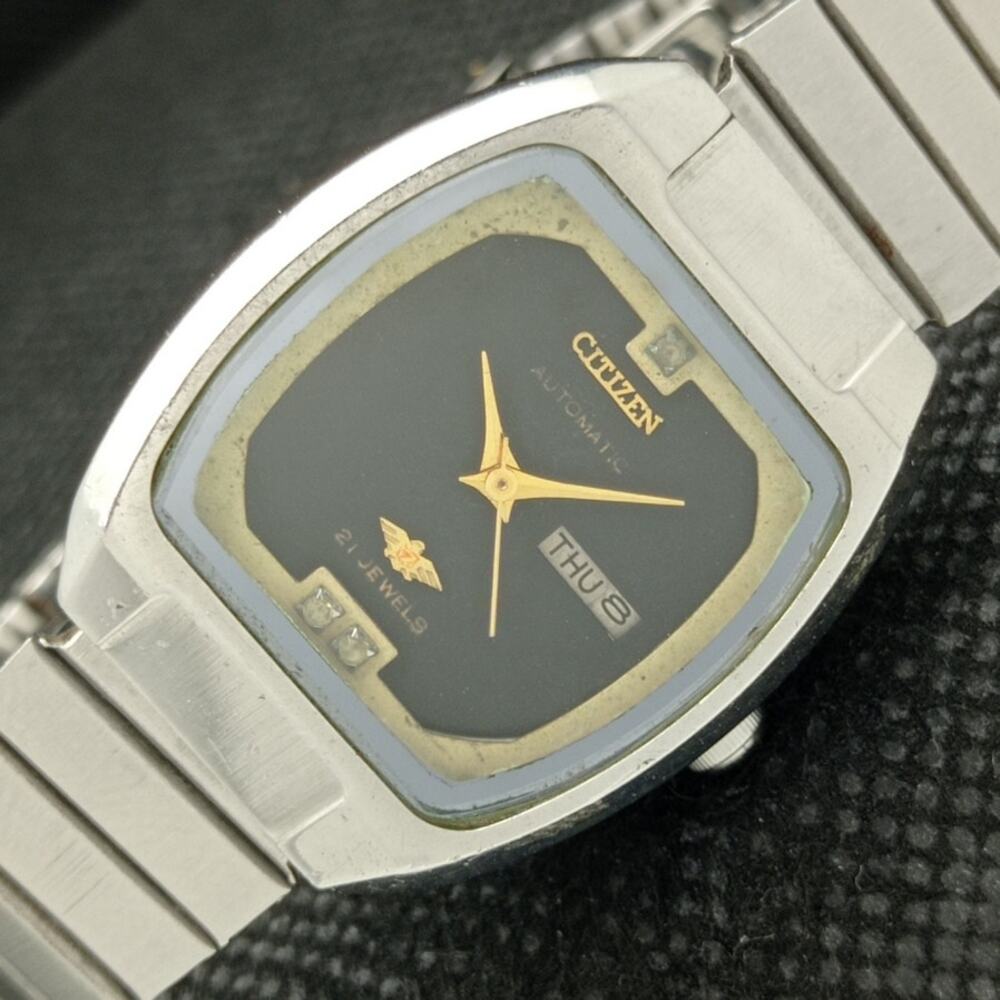 Vintage 1978 Citizen Automatic Womans Silver Watch W/daydate & Gold accents
